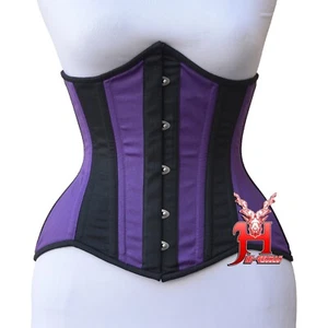Unterbrustkorsett Schwarz Baumwolle Corsage Black Cotton Underbust Corset - Picture 1 of 13