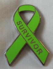 *NEW* Mental Health Awareness Survivor enamel green ribbon badge / brooch. 