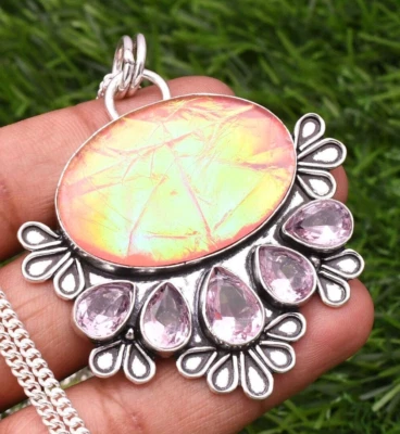 Ciondolo gioiello fatto a mano con pietra preziosa in argento sterling 925 op... - Immagine 1 di 4