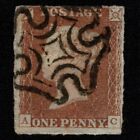 SG8 (BS14) 1d Red Imperf Plate 25 - AC - 4 Margin - Fine