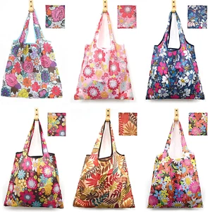 6 Pcs Reusable Grocery Bags Xlarge 50LBS Foldable Grocery Shopping Bags Washable - Picture 1 of 12