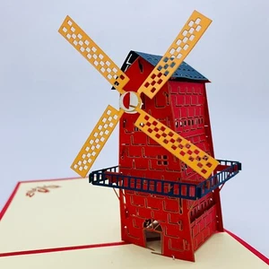 4 for $12.99 Mix & Match 3D Pop Up Greeting Card Windmill Red - Picture 1 of 4