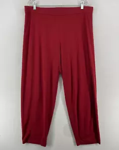 EILEEN FISHER Pants L Organic Cotton Jersey Tapered Ankle Elastic Waist Red - Picture 1 of 14