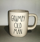 RAE DUNN FATHERS DAY COFFEE MUG  "GRUMPY OLD MAN"   SOLID  WHITE GLOSSY (NEW)