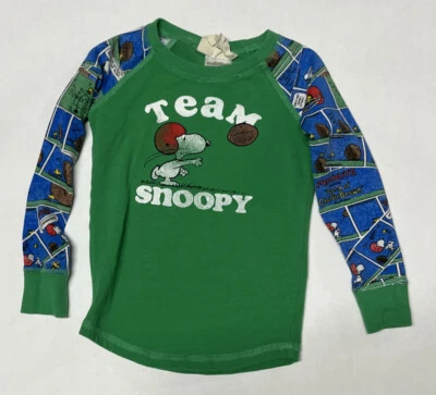 MUNKI MUNKI Boy's Peanuts Snoopy Fitted Pajama Shirt Long Sleeve Football Snug - Image 1 of 4