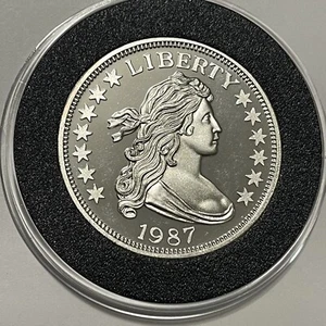 1987 Bust Dollar Rare Collector Vintage Coin 2 Troy Oz .999 Fine Silver Round - Picture 1 of 12