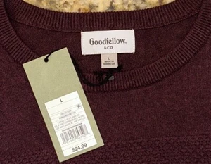 Goodfellow & Co. Men's Burgundy Long Sleeve Pull Over Crew Neck Sweater Sz L NWT - Picture 1 of 3