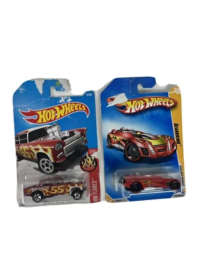 Hot Wheels 55 Chevy Bel Air Gasser And 2009 New Model 2 Red Die Cast Toy Cars - Image 1 of 4