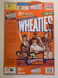 Wheaties 75th Anniversary Empty Cereal Box Flat - VINTAGE - Picture 1 of 2