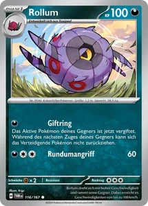 Pokemon Karte Rollum 116/167 KP100 - Maskerade im Zwielicht - Picture 1 of 1