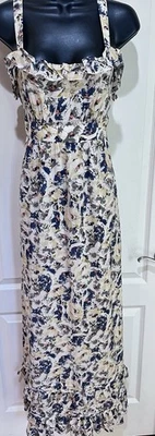 Maxi Vestido Moulinette Soeurs Floral Seda con Volantes Detalles Talla 4 Foto 1 de 4
