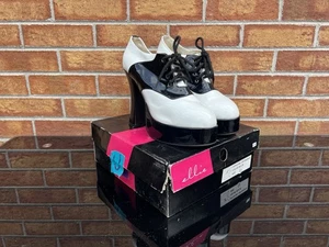 Ellie Shoes 557-Saddle Black & White Patent Oxford Platform Shoe Women’s 10 - Picture 1 of 14