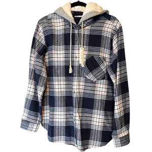 Chaqueta de franela con capucha Vanilla Star forrada con capucha azul marino a cuadros para jóvenes XL NUEVA CON ETIQUETAS - Imagen 1 de 9