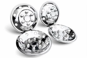 Chrome 16" Universal Front Rear Twin Wheel Trim Covers To Fit For Transit Truck - Picture 1 of 4