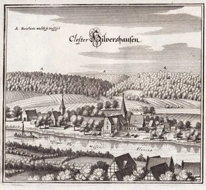 Hilwartshausen Weser Kloster Hann. Grabado en cobre Merian de Baja Sajonia - Imagen 1 de 1