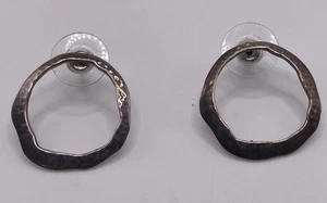 Silpada Sterling Silver “Circlet” Hammered Cutout Circle Earrings 1” P3258 8 - Picture 1 of 7