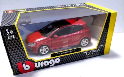 BURAGO 1:24 AUTO DIE CAST VOLKSWAGEN  VW POLO GTI MARK 5   ROSSO  ART 18-21059R - Immagine 1 di 3