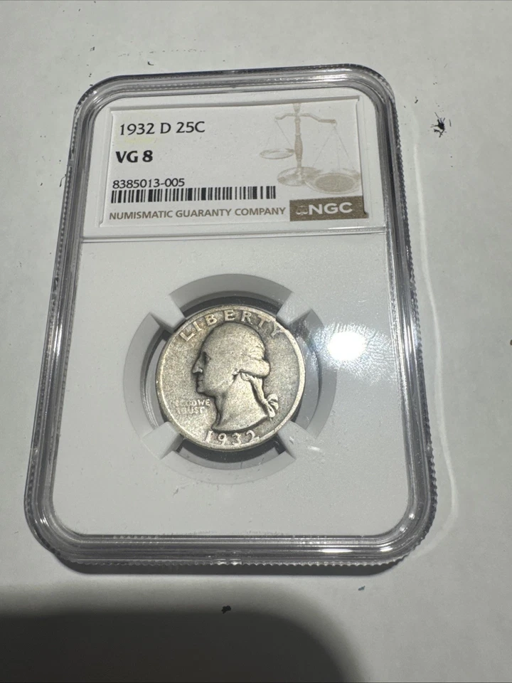 1932 D 25C Washington Quarter - NGC VG8 - Key Date - Image 1 of 2