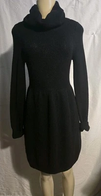 Vestido Suéter Vince Negro Para Mujer S Manga Larga Pullover Tejido Figura Forma Ajuste  Foto 1 de 4