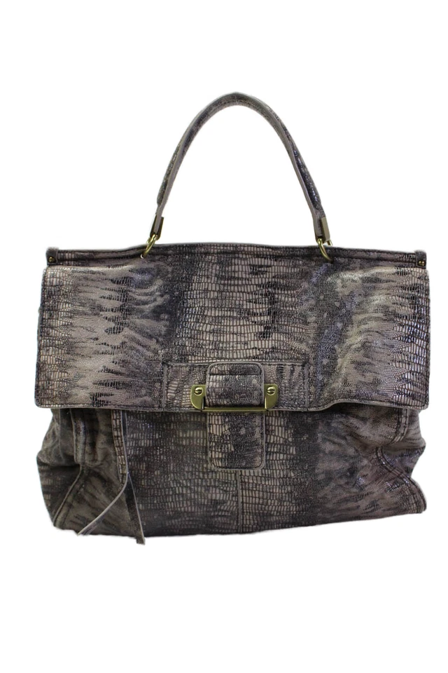 Bolsa Kooba feminina de couro com estampa de pele de cobra alça superior bege - Imagem 1 de 4