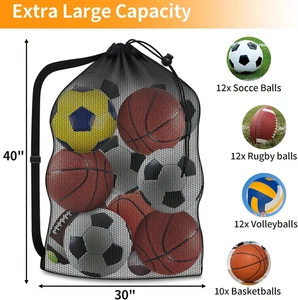 Borsa Pallone Sportiva Extra Large Resistente Traspirante Rete Portaoggetti 40" X 30" Hol - Foto 1 di 8