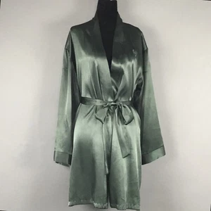 Jones New York Accappatoio Donna Medio Verde Raso Cintura Kimono Corto Pigiama - Foto 1 di 10