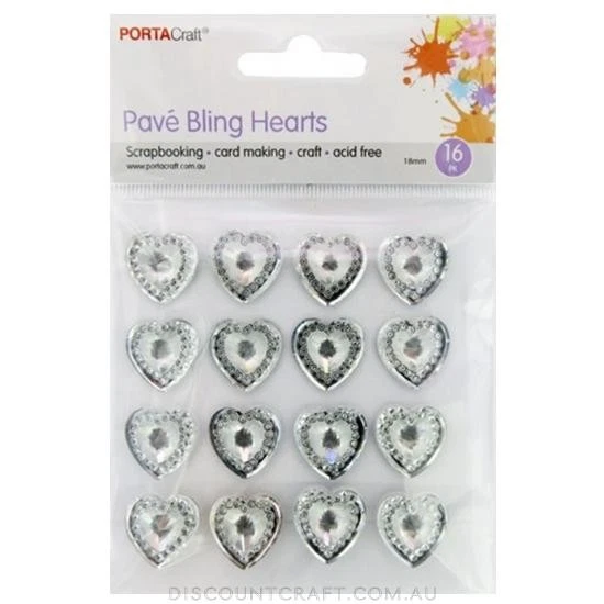 Pave Bling 14mm Hearts 16pk - Silver - image 1 of 1