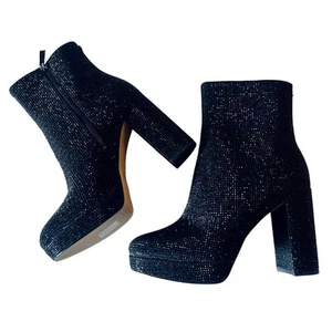 NEW Michael Kors Joanna BOOTIE Glitter Chain Mesh Women's 9.5 Black Ankle Boots - Picture 1 of 9