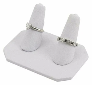 Nice Packaging White Leatherette Double Ring Finger Display - Picture 1 of 1