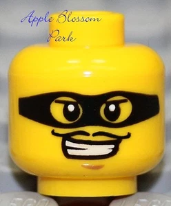 NEW Lego Burglar MINIFIG HEAD - Police Agent Jail Criminal w/Bandit Thief Mask - Picture 1 of 1