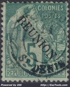REUNION ALPHEE DUBOIS 5c VERT N° 20 AVEC OBLITERATION DE SAINT DENIS - Picture 1 of 2