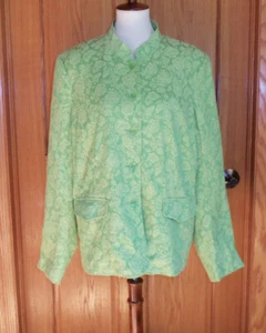 DIALOGUE GREEN FLORAL JACKET WOMEN SIZE XL LONG SLEEVE LINED - Picture 1 of 6