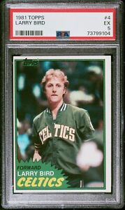 1981 Topps #4 Larry Bird Boston Celtics HOF PSA 5 Excellent Fresh Grade *9104