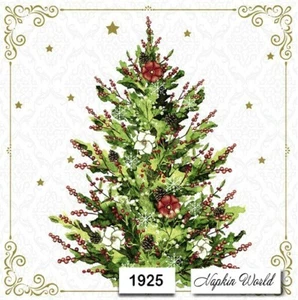 (1925) TWO Paper LUNCHEON Decoupage Art Craft Napkins - CHRISTMAS TREE DECOR - Picture 1 of 3