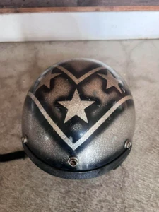 70s Star Pattern Jet Helmet Silver/Black Vintage Old Item ize M, about 58cm - Picture 1 of 4