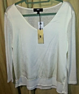 Allen Schwartz Blouse Women's PL Layered Ivory Pullover Linen 55% Poly 45% NWT - Picture 1 of 3