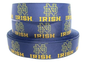 Notre Dame Univ 7/8" Grosgrain Ribbon~YOUR CHOICE 5 or 10 Yard (Fighting Irish) - Picture 1 of 3