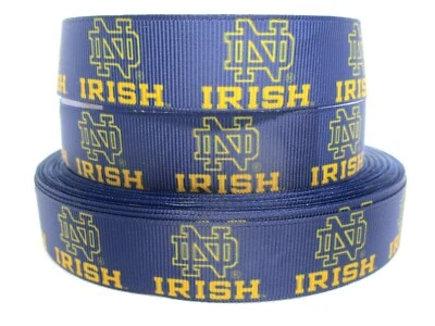 Cinta de grosgrain Notre Dame Univ 7/8" ~ TU ELECCIÓN 5 o 10 yardas (lucha contra irlandesa) Foto 1 de 3