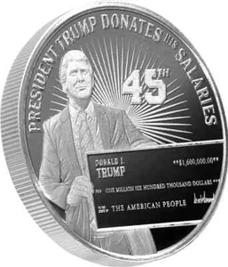 Ronda de plata Trump de 1 oz .999 BU MAGA Trump dona salario L/E 0065/4500 - Imagen 1 de 2
