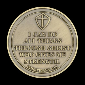 Challenge Coins The Task Ahead I Can Do All Things Antique Gold Plated - Picture 1 of 5