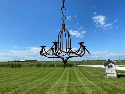 18" Mini Drape Chandelier - Candelabra Indoor or Outdoors Wrought Iron - Image 1 of 4