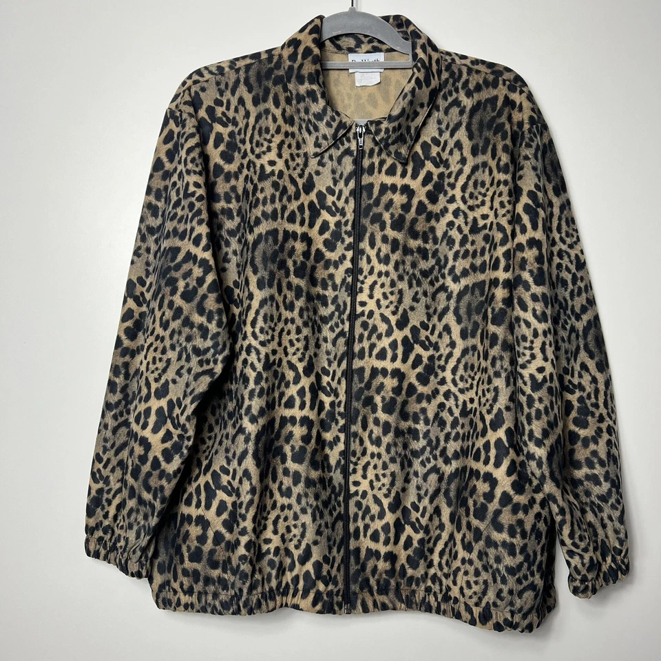 Chaqueta Bon Worth Vintage Estampado Leopardo Cremallera Poliéster Talla LP Foto 1 de 4