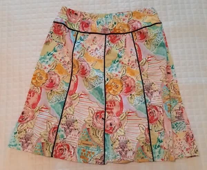 Women's Skirt A Line Panel Floral Colorful Beachy Cotton Blend Size PL Spring - Picture 1 of 7