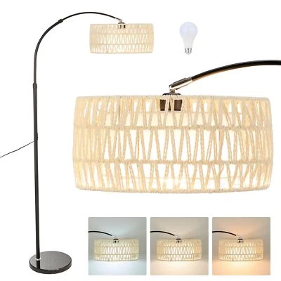 Arc Floor Lamp for Living Room, Stylish Boho Rattan Floor Lamp with 3 Color T... - Image 1 of 4