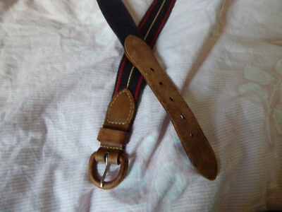 cinturón infantil vintage - tela y cuero - aprox. 3 pies de largo Foto 1 de 4