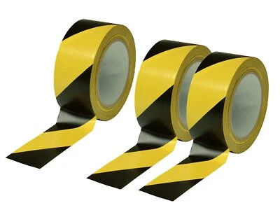 Black & Yellow Hazard Warning Safety Stripe Tape 2 Inch x 108 Feet •  (3 Pack) - Image 1 of 3