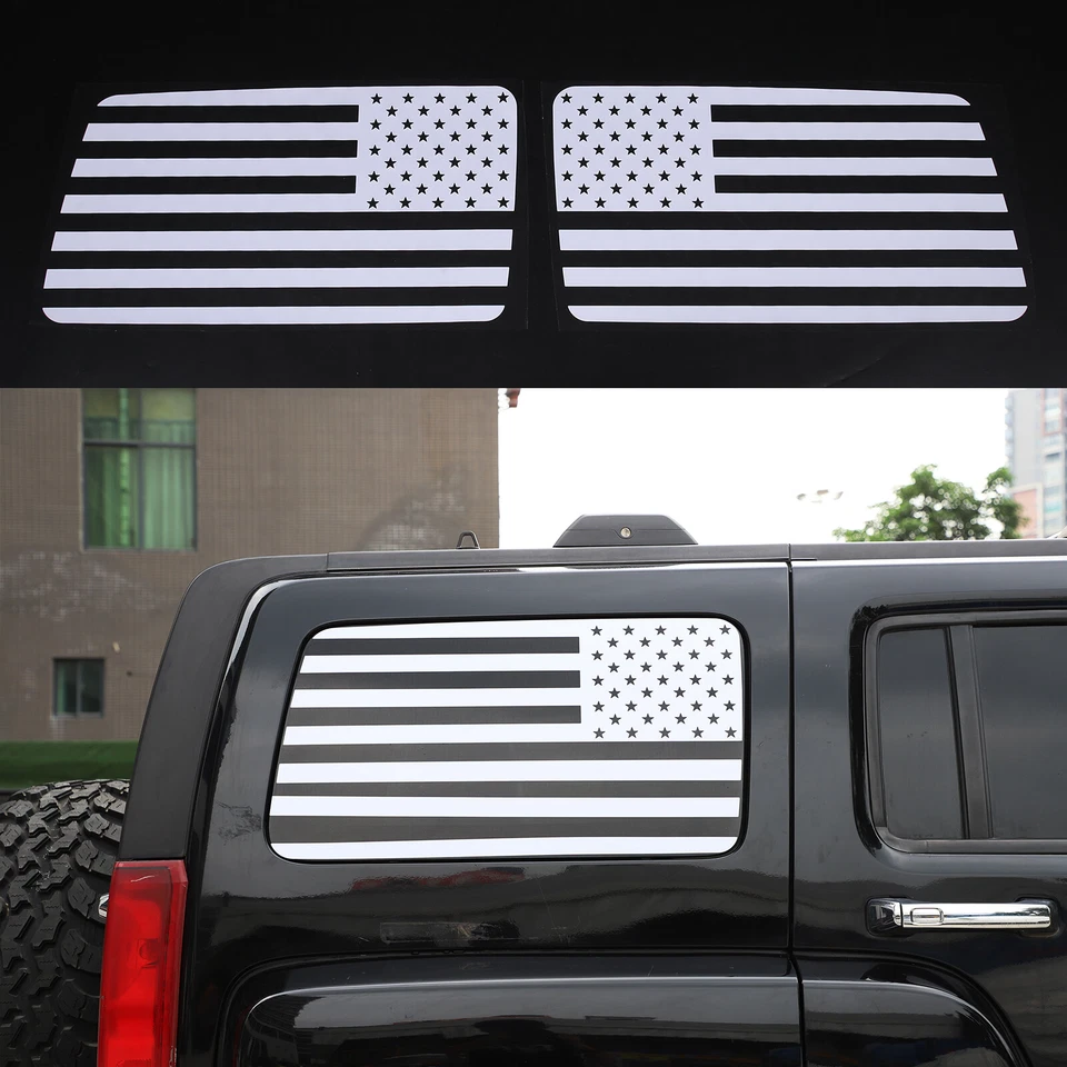 Vinilos calcomanías gráficas de ventana lateral trasera bandera de Estados Unidos blancos para Hummer H3 2005-2009 Foto 1 de 4