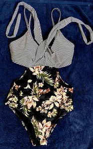Blooming Jelly Womens High Waisted Bikini Set Tie Knot High, Large Size - Picture 1 of 5