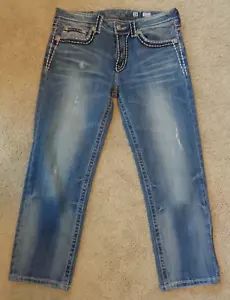 Miss Me💗JPB5014 Boyfriend Distressed Denim Capri Blue Jeans 💗Sz 28 - Picture 1 of 6
