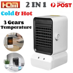2IN1 Electric Fan Heater Cooler Portable Thermostat Desktop Cooling RGB Room AU - Picture 1 of 15